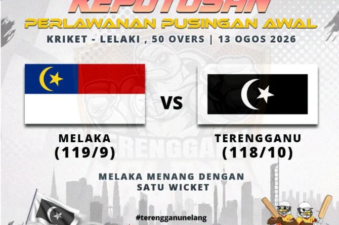SUKMA 2026: Perlawanan Pusingan Awal Kriket Lelaki 50 Overs 13/08/2026